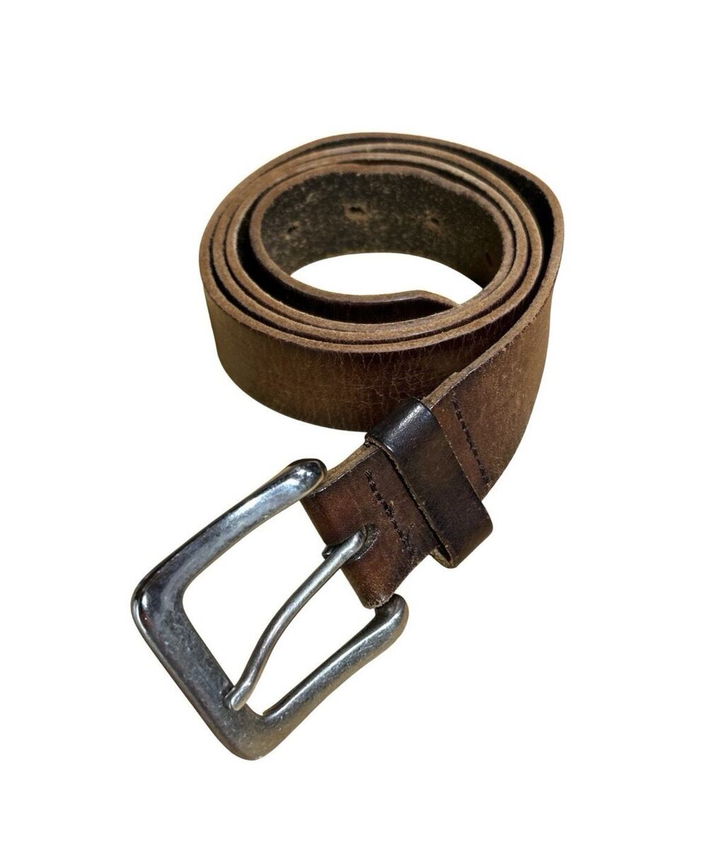 American Eagle Mens Dark Brown Genuine Leather Belt Silver Buckle 34-40